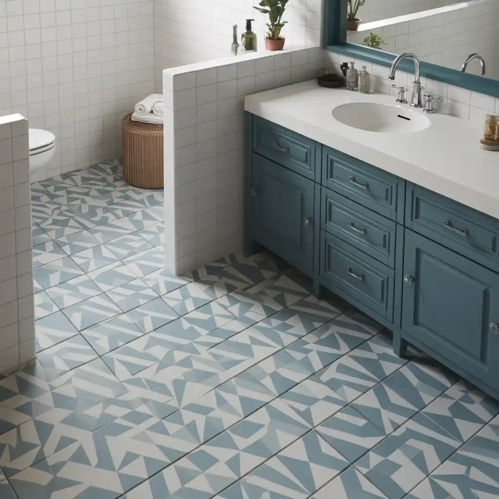 Funky geometric floor tile patterns