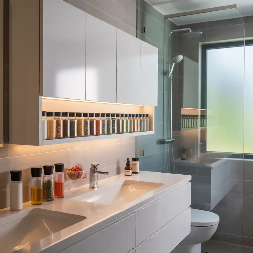 Magnetic spice rack system bathroom cabinet hack