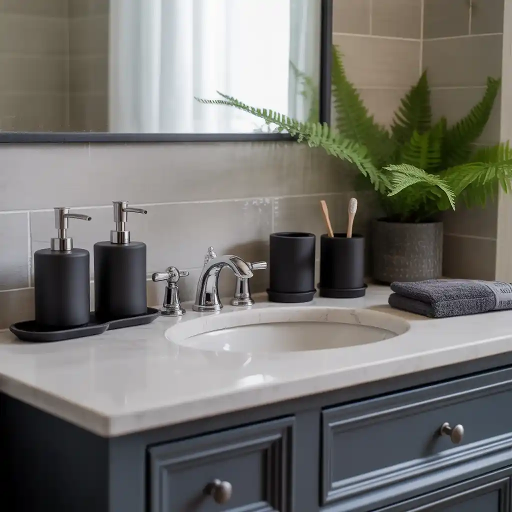 Matte black bathroom accessories collection