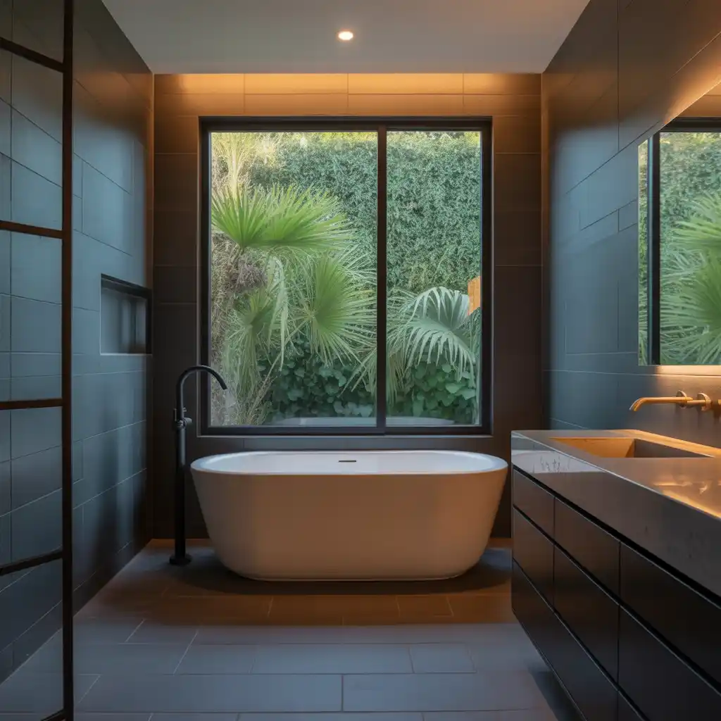 Matte black fixtures hardware bathroom design