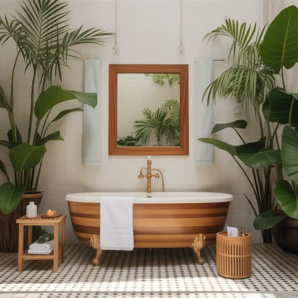 Teak bath accessories tropical bathroom