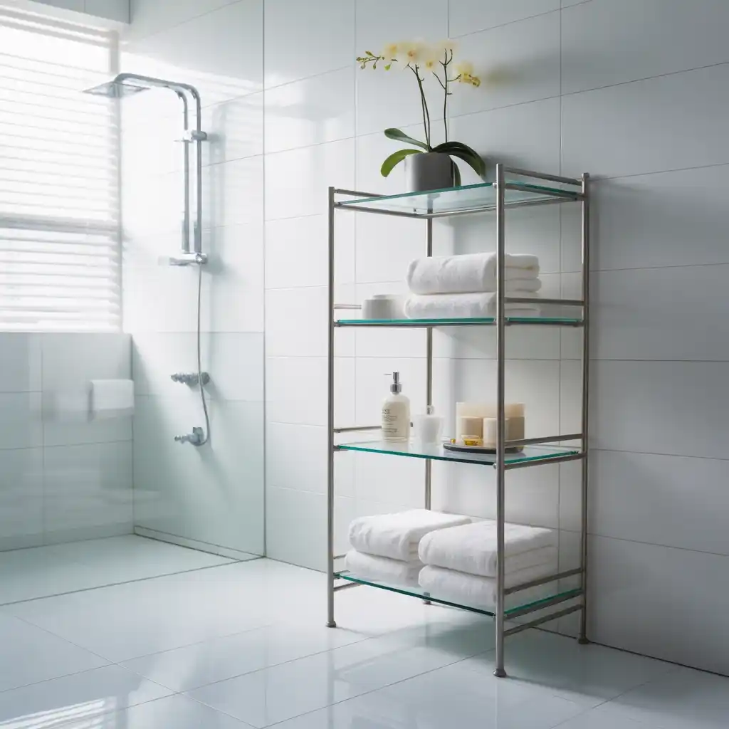 Telescoping shelf organizer bathroom cabinet adjustable