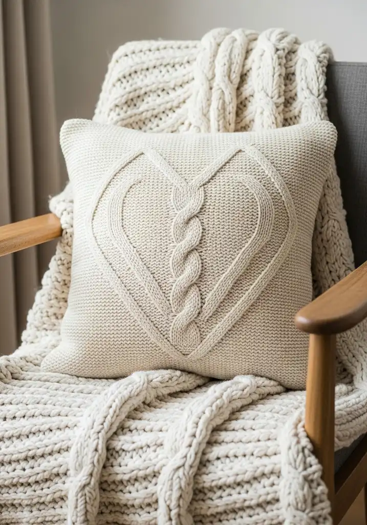 knitted-cable-heart-pillow