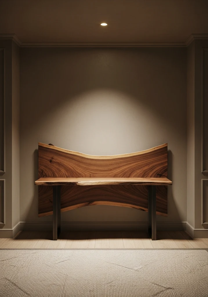 Live edge console table with natural wood finish