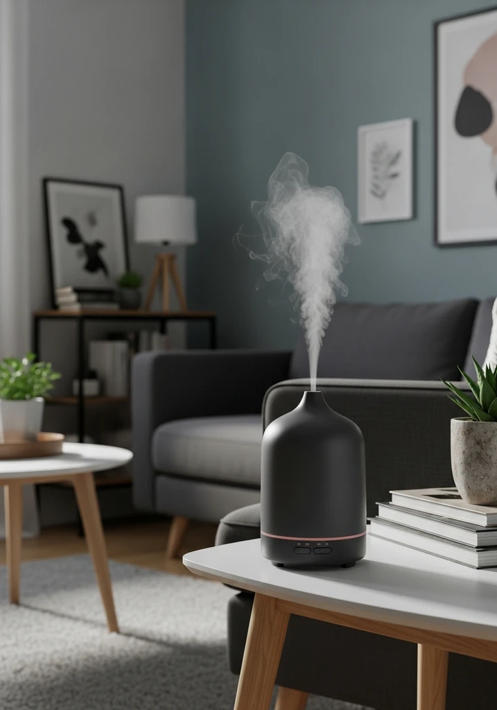 Modern dark gray ceramic essential oil diffuser