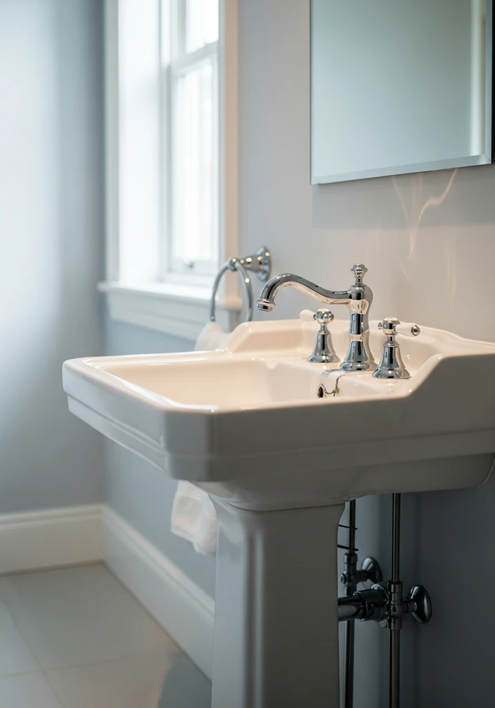 pedestal-sink-with-chrome-faucet