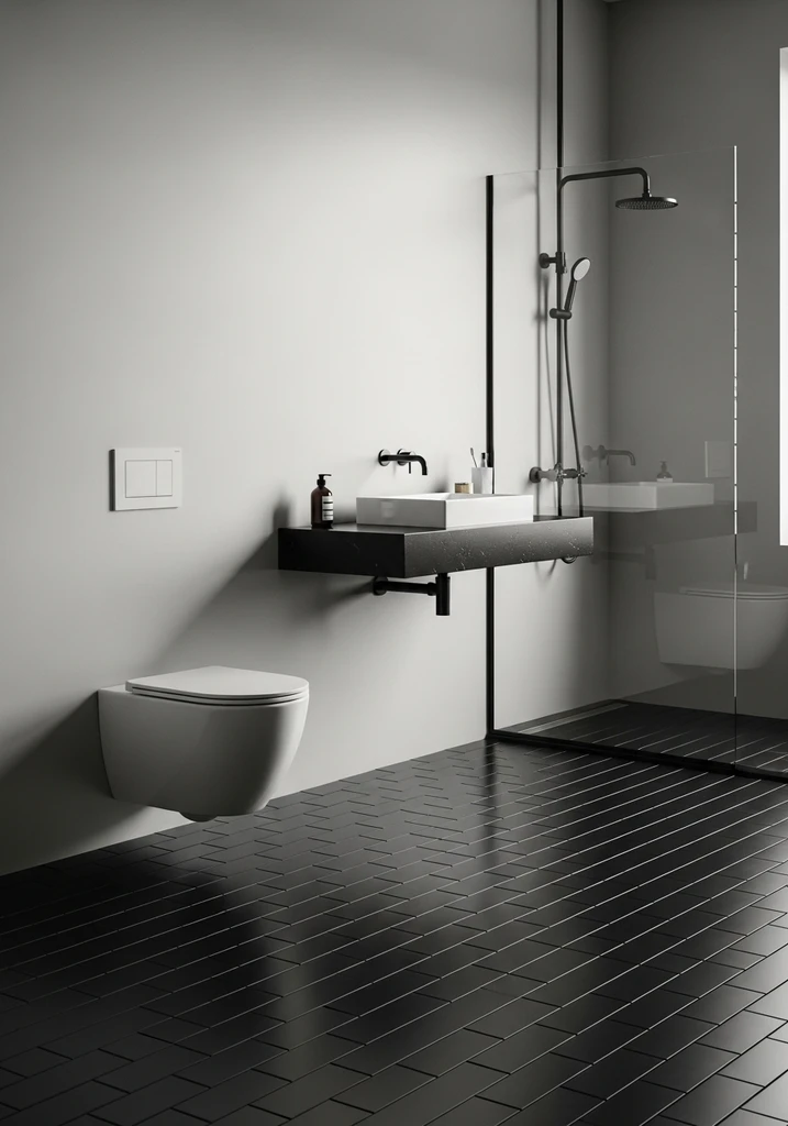 black-subway-tile-on-floor